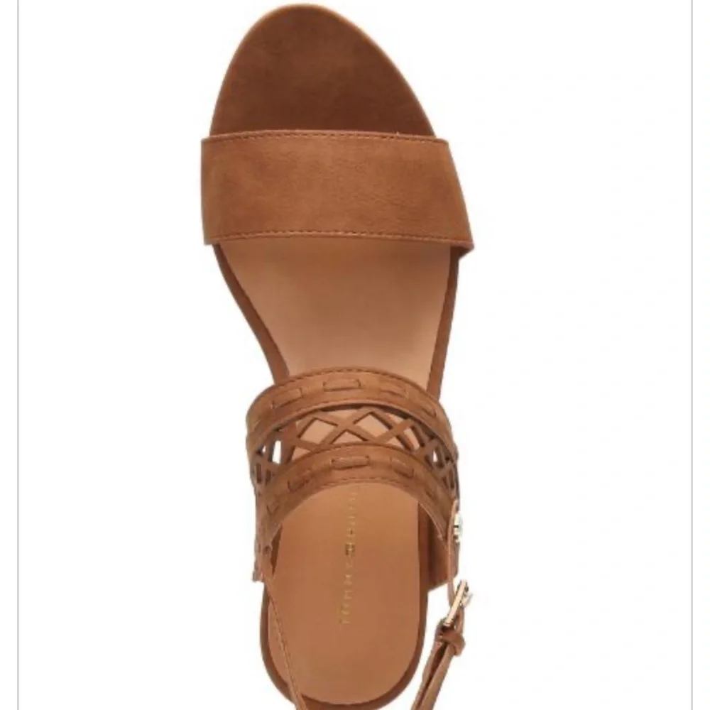 Tommy Hilfiger Tan Suede Wedge Sandals
